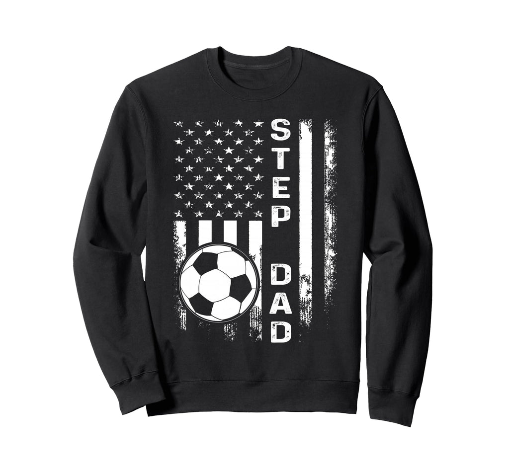 Soccer Step Dad American Flag Sweatshirt - Custom Art Print for Adults - T-Shirt, Sweatshirt, Hoodie