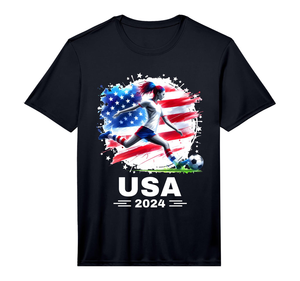 Womens Soccer American Flag Soccer T-Shirt - Custom Art Print Unisex - T-Shirt, Sweatshirt, Hoodie
