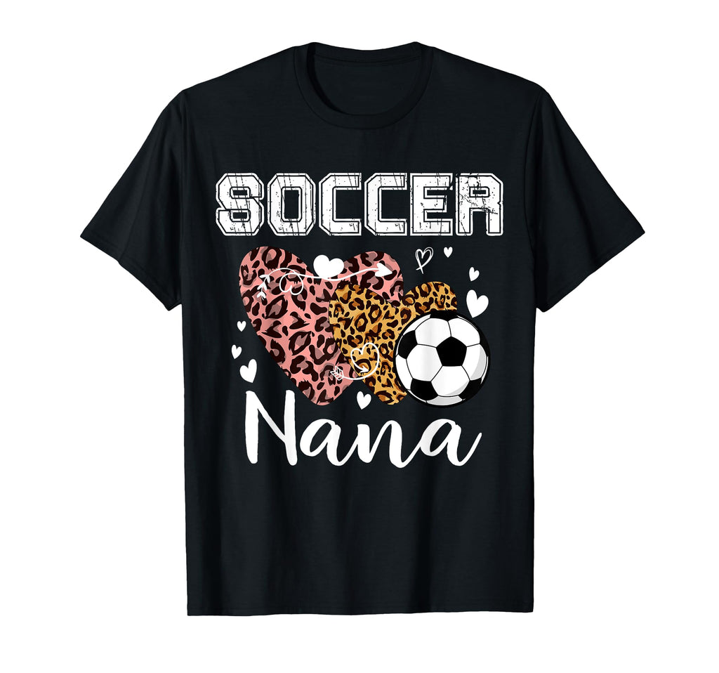 Soccer Nana Heart Leopard Grandma T-Shirt - Minimalist Print for Adults - T-Shirt, Sweatshirt, Hoodie