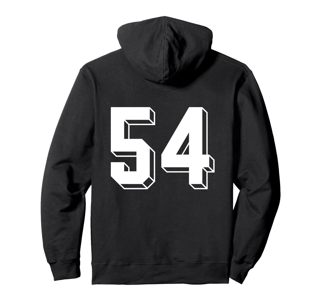 Number 54 Backside 80S 90S Team Jersey Hoodie - Novelty Apparel Unisex - T-Shirt, Sweatshirt, Hoodie