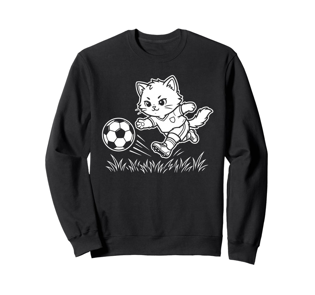 Soccer Kawaii Cat Footballer Sweatshirt - Aesthetic Graphic for Adults - T-Shirt, Sweatshirt, Hoodie