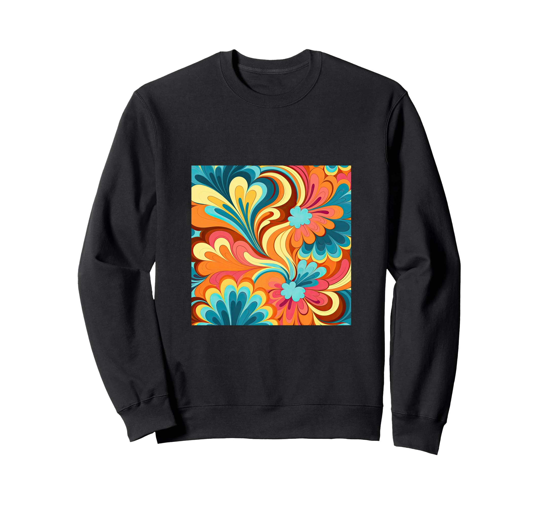 70S Wallpaper Flowers Floral Pattern Sweatshirt - Graphic Print for Adults - T-Shirt, Sweatshirt, Hoodie