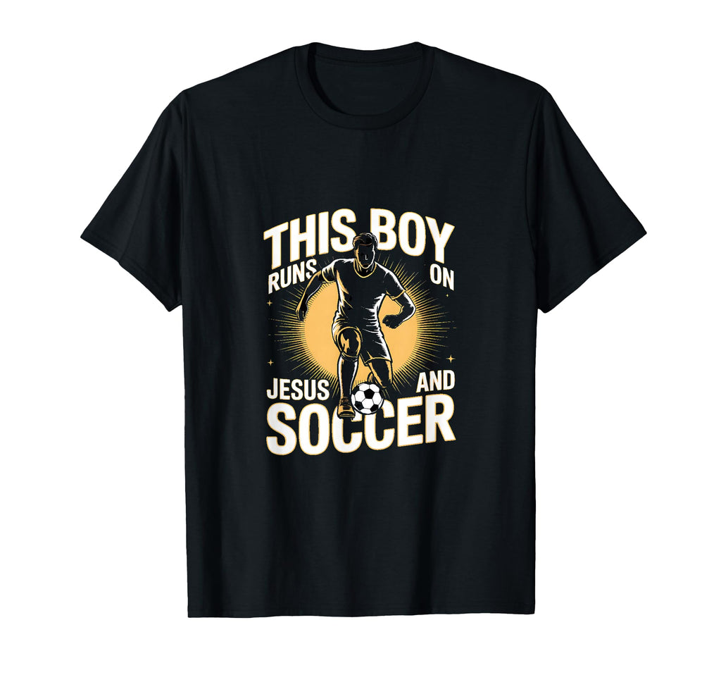This Runs Jesus And Soccer Christian T-Shirt - Minimalist Print Men Women - T-Shirt, Sweatshirt, Hoodie