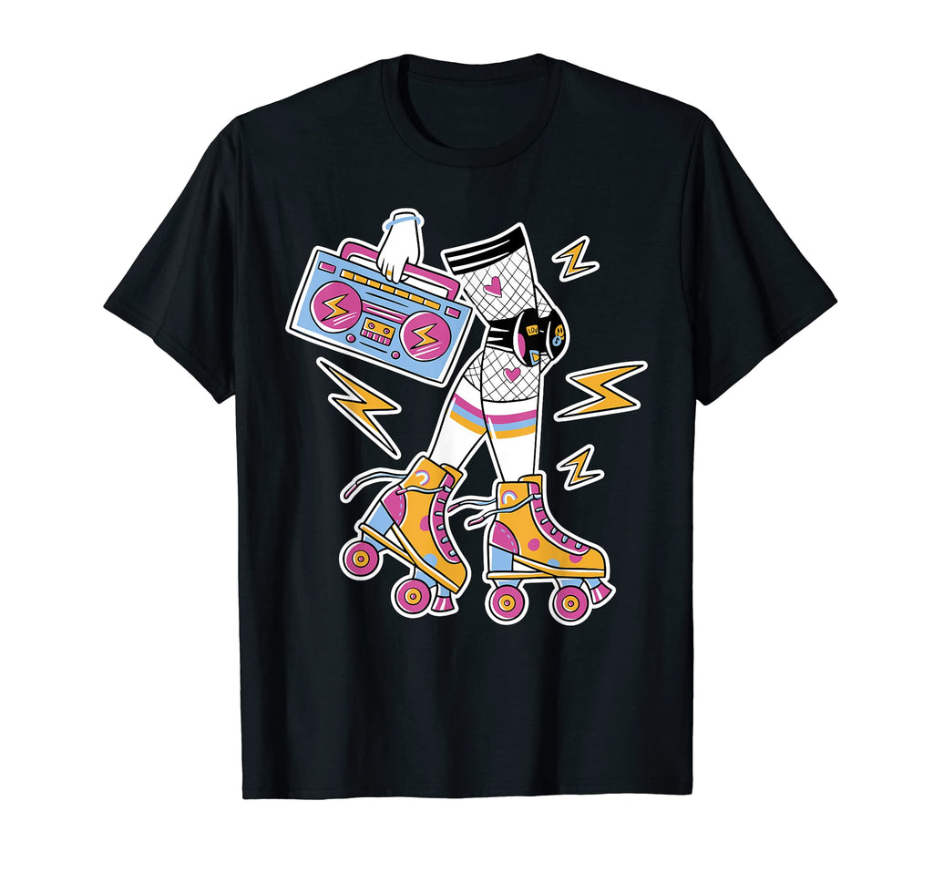 80S Roller Skate Boombox Roller T-Shirt - Casual Everyday Wear for Adults - T-Shirt, Sweatshirt, Hoodie