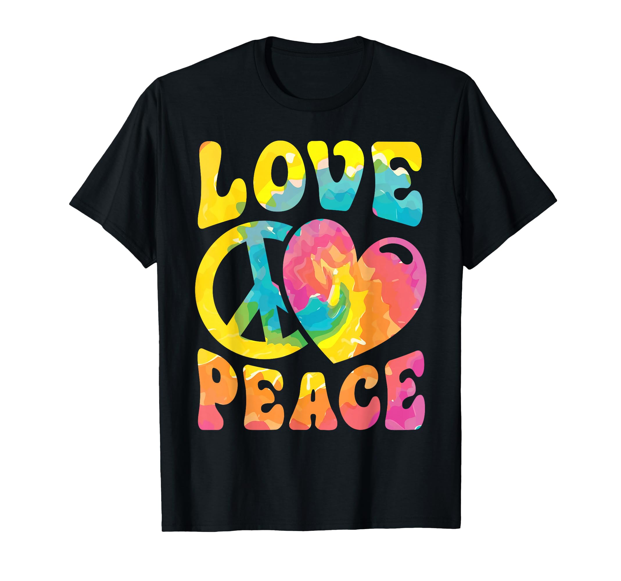 Hippie Love Peace Sign Heart Tie T-Shirt - Casual Everyday Wear for Adults - T-Shirt, Sweatshirt, Hoodie