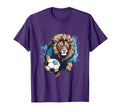 Lion Playing Soccer Funny Animal T-Shirt - Novelty Apparel for Adults - T-Shirt, Sweatshirt, Hoodie