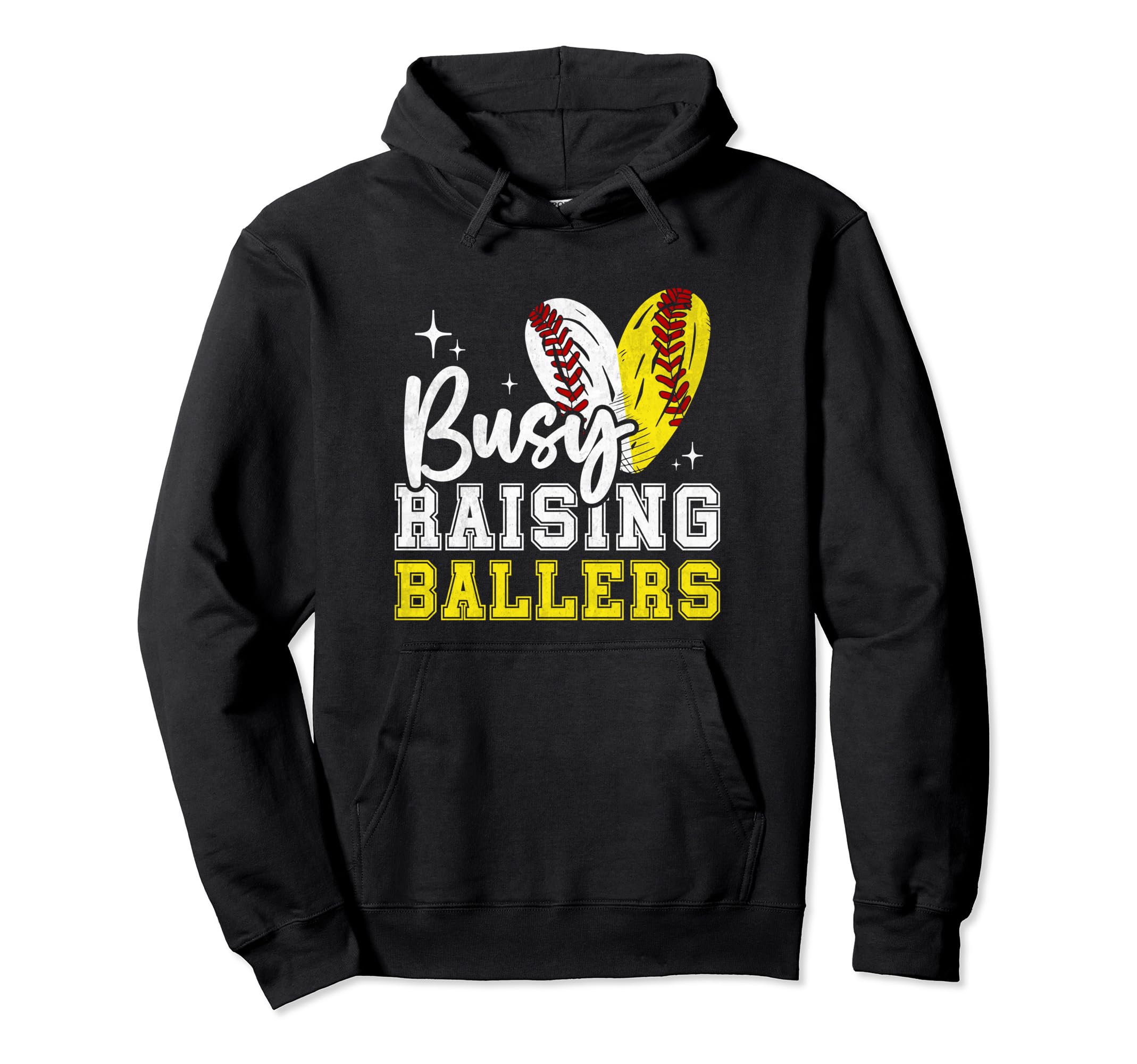 Funny Busy Raising Ballers Softball And Hoodie - Minimalist Print Unisex - T-Shirt, Sweatshirt, Hoodie