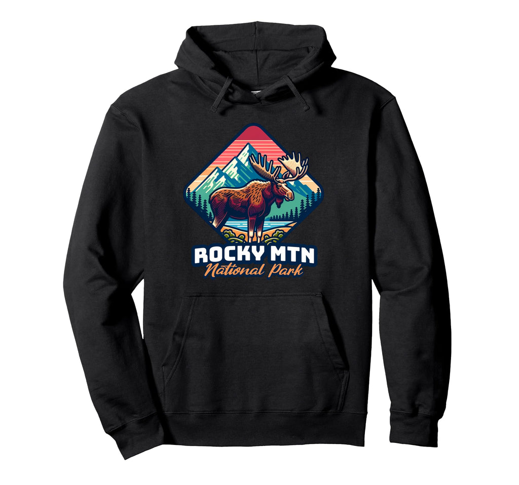 Rocky Mountain Moose Forest Hoodie - Casual Everyday Wear for Adults - T-Shirt, Sweatshirt, Hoodie