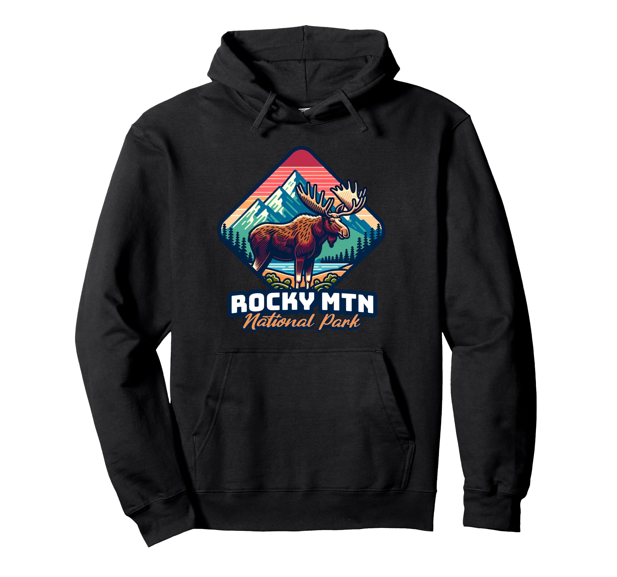 Rocky Mountain Moose Forest Hoodie - Casual Everyday Wear for Adults - T-Shirt, Sweatshirt, Hoodie