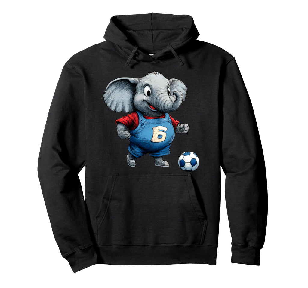 Footballer Elephant Hoodie - Unique Graphic Unisex - T-Shirt, Sweatshirt, Hoodie
