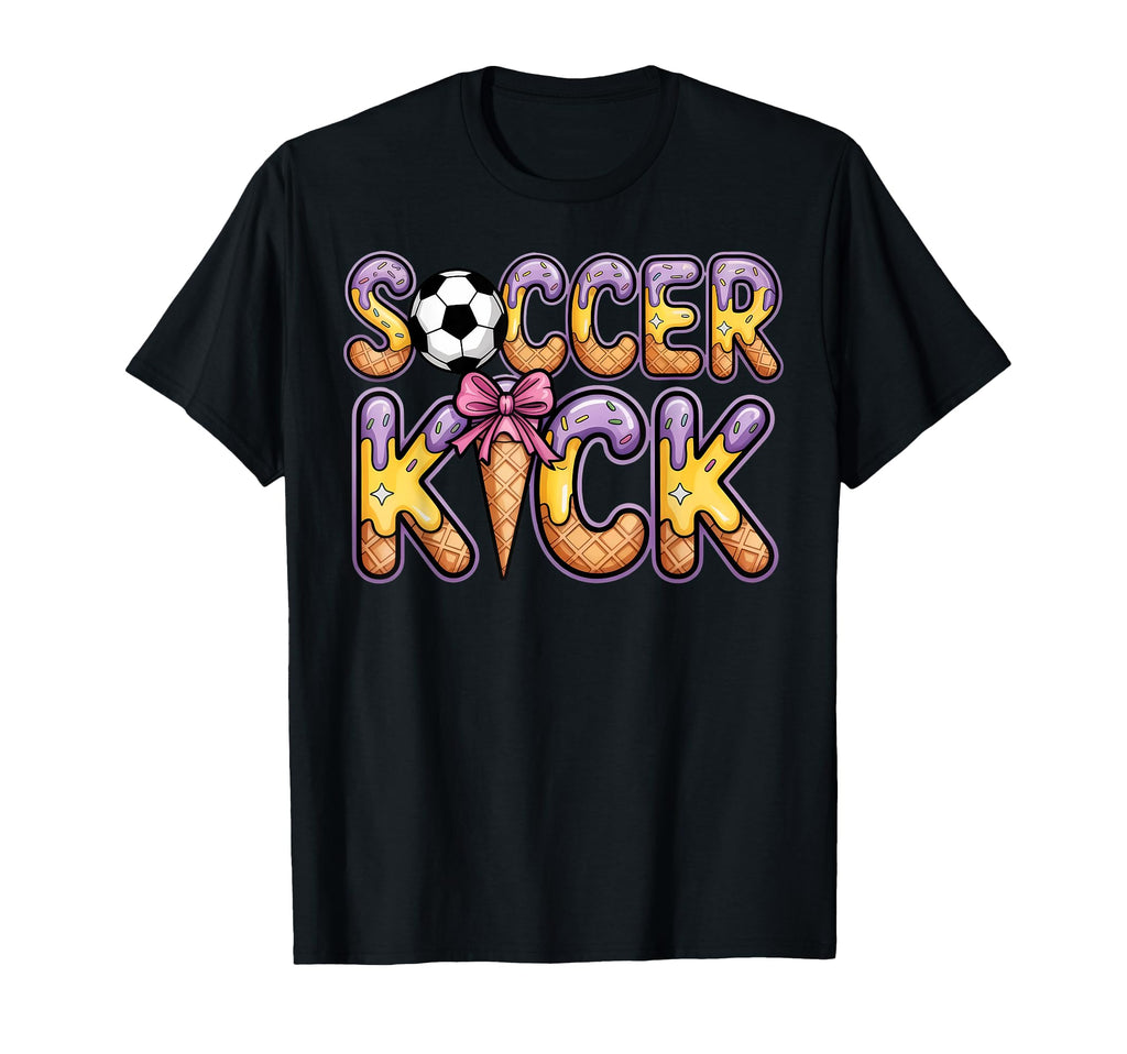 Soccer Kick Ice Cream Coquette Bow T-Shirt - Minimalist Print for Adults - T-Shirt, Sweatshirt, Hoodie