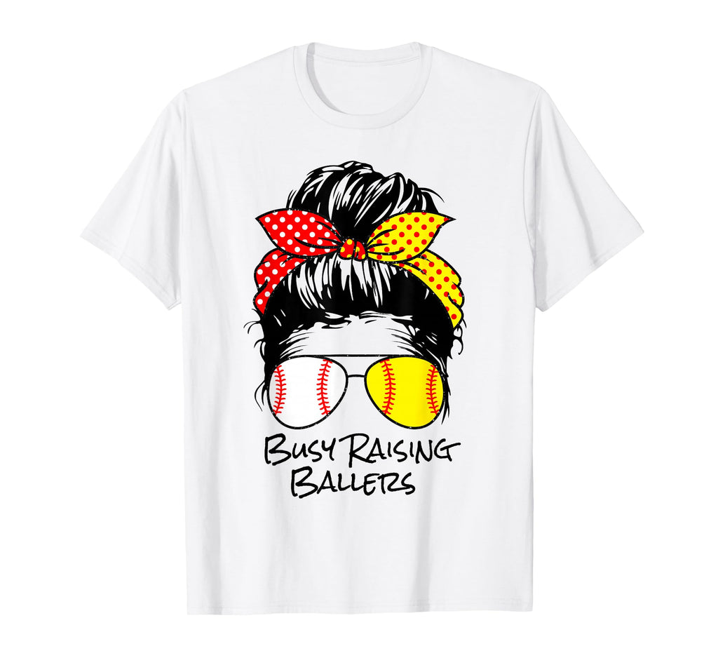 Busy Raising Ballers Messy Bun Womens T-Shirt - Minimalist Print Unisex - T-Shirt, Sweatshirt, Hoodie
