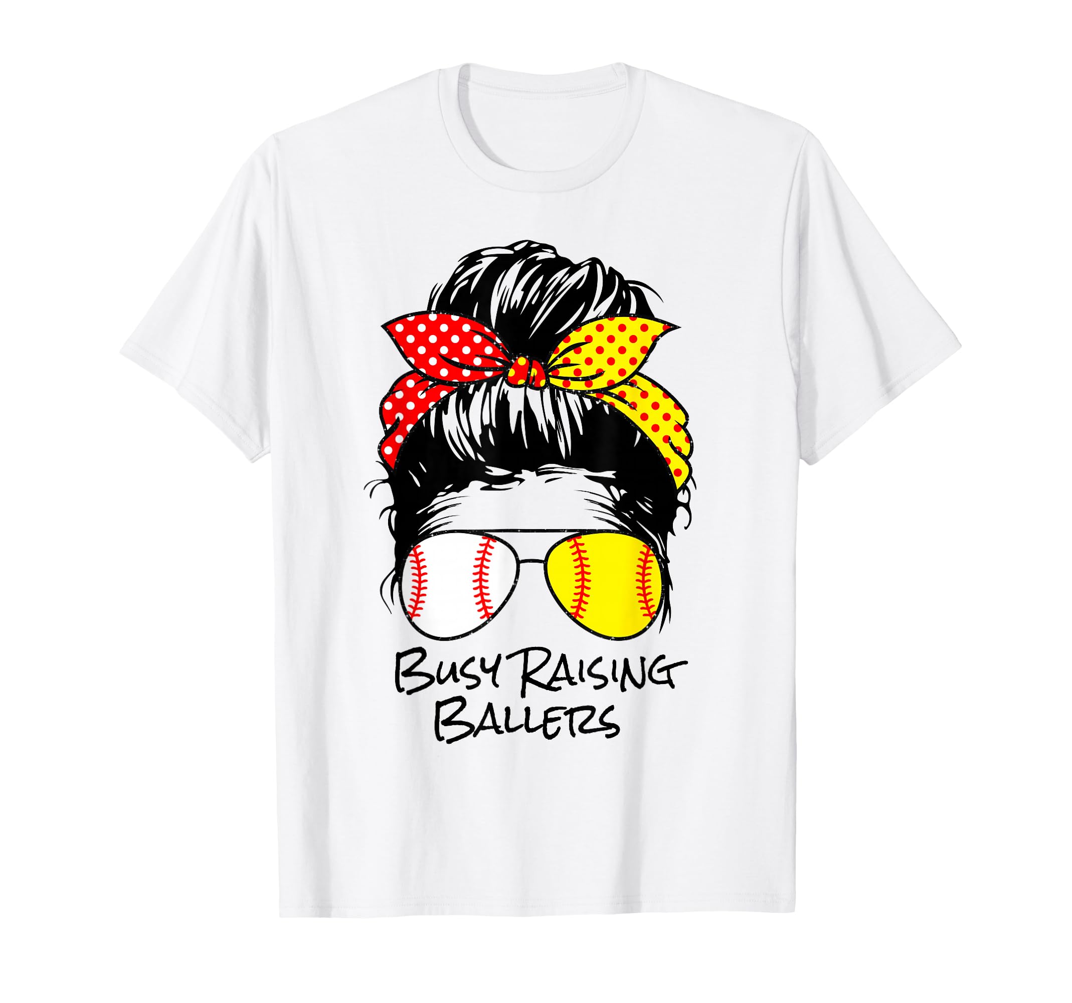 Busy Raising Ballers Messy Bun Womens T-Shirt - Minimalist Print Unisex - T-Shirt, Sweatshirt, Hoodie