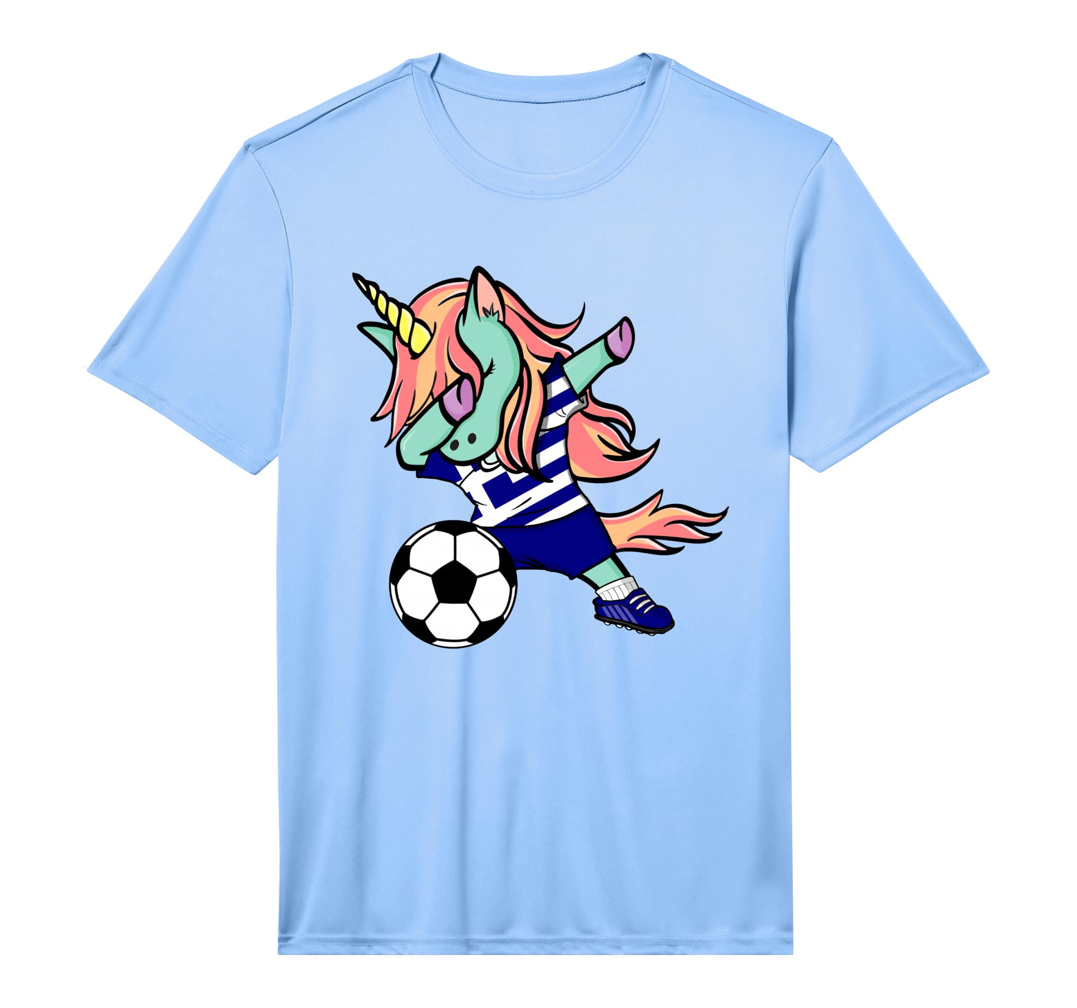 Dabbing Unicorn Soccer Greece Jersey T-Shirt - Custom Art Print Unisex - T-Shirt, Sweatshirt, Hoodie