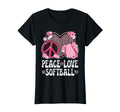 Peace Love Softball Lover Leopard Softball T-Shirt - Graphic Print Unisex - T-Shirt, Sweatshirt, Hoodie