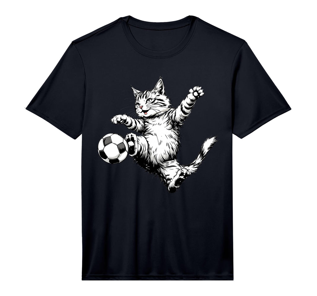 Cat Playing Soccer Ball Football Funny T-Shirt - Trendy Graphic for Adults - T-Shirt, Sweatshirt, Hoodie