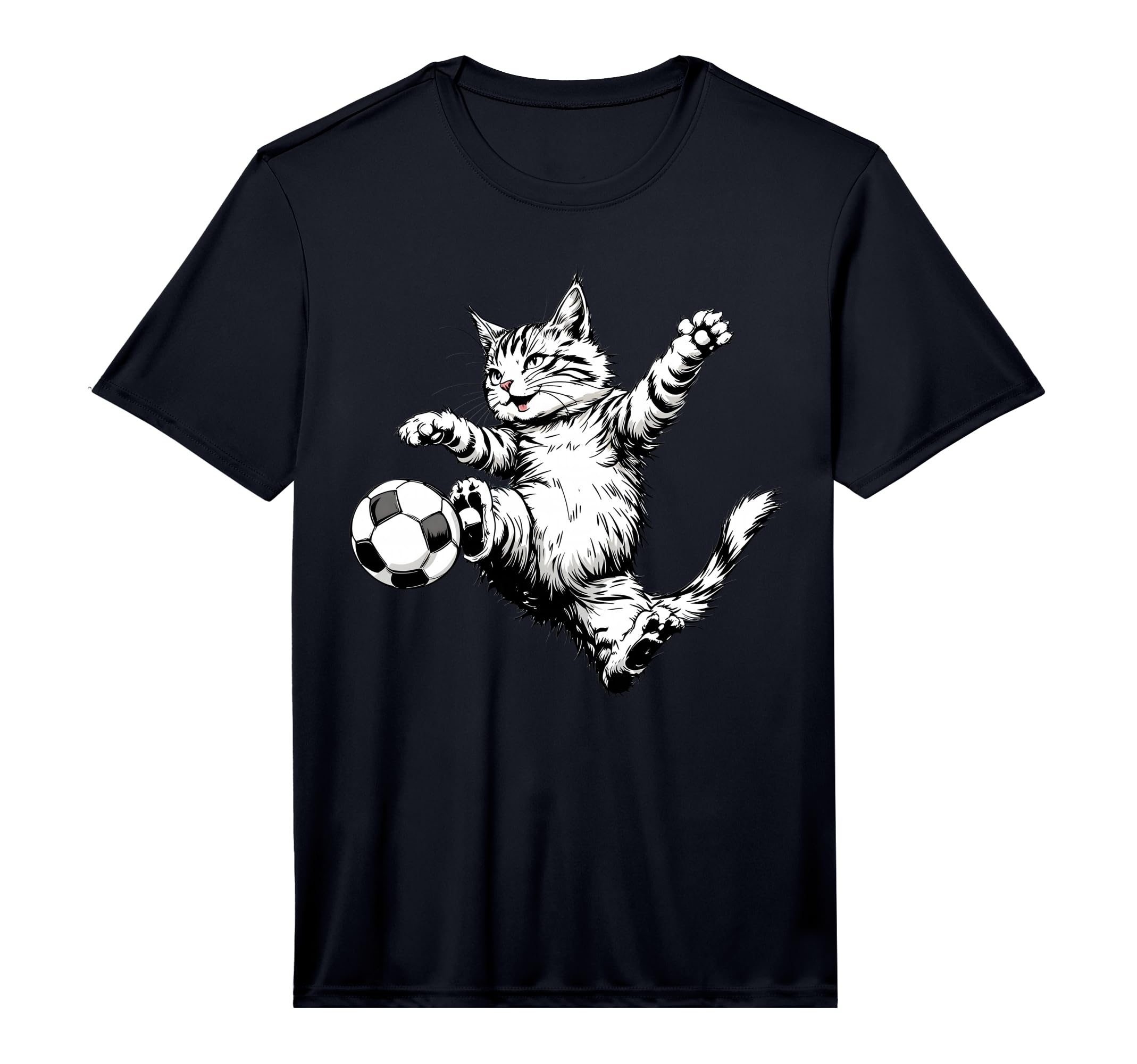 Cat Playing Soccer Ball Football Funny T-Shirt - Trendy Graphic for Adults - T-Shirt, Sweatshirt, Hoodie
