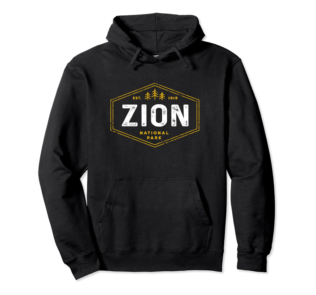 Zion National Park Utah Hexagon Badge Hoodie - Custom Art Print Men Women - T-Shirt, Sweatshirt, Hoodie