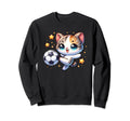 Cat Kitten Soccer Player Kicking Sweatshirt - Aesthetic Graphic for Adults - T-Shirt, Sweatshirt, Hoodie