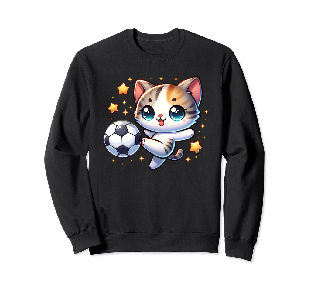 Soccer Player Cat Kitten Sweatshirt - Casual Everyday Wear for Adults - T-Shirt, Sweatshirt, Hoodie