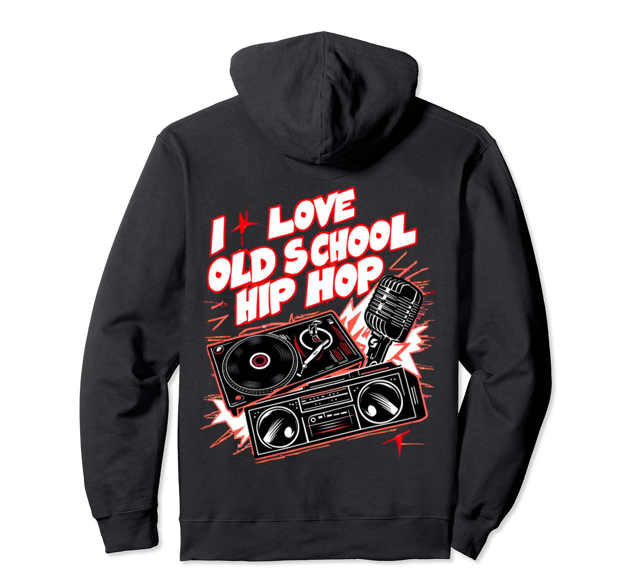 I Love Old School Hip Hop Urban Rap Hoodie - Minimalist Print for Adults - T-Shirt, Sweatshirt, Hoodie