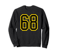 Yellow Black Sport Team Number 68 Sweatshirt - Trendy Graphic for Adults - T-Shirt, Sweatshirt, Hoodie