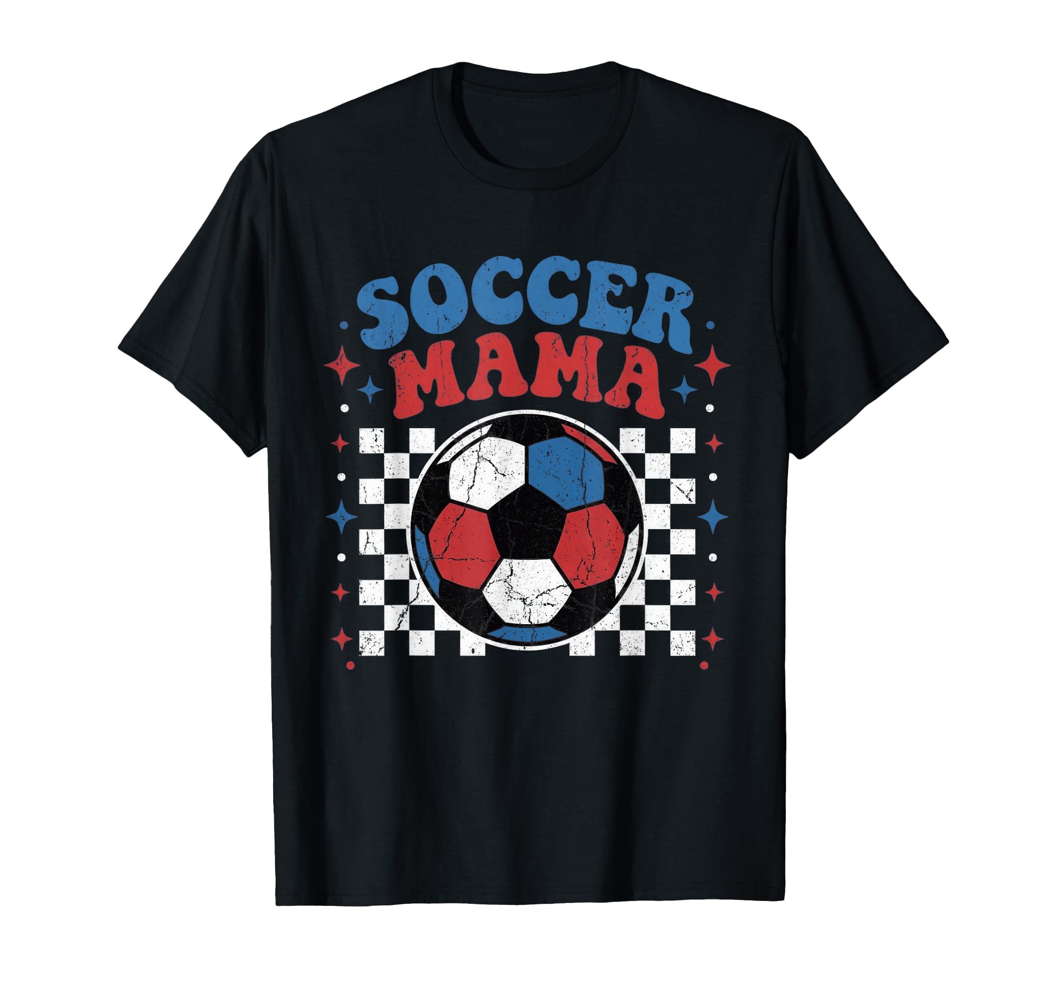 Soccer Mama Groovy Checkered Ball Mothers T-Shirt - Graphic Print Unisex - T-Shirt, Sweatshirt, Hoodie