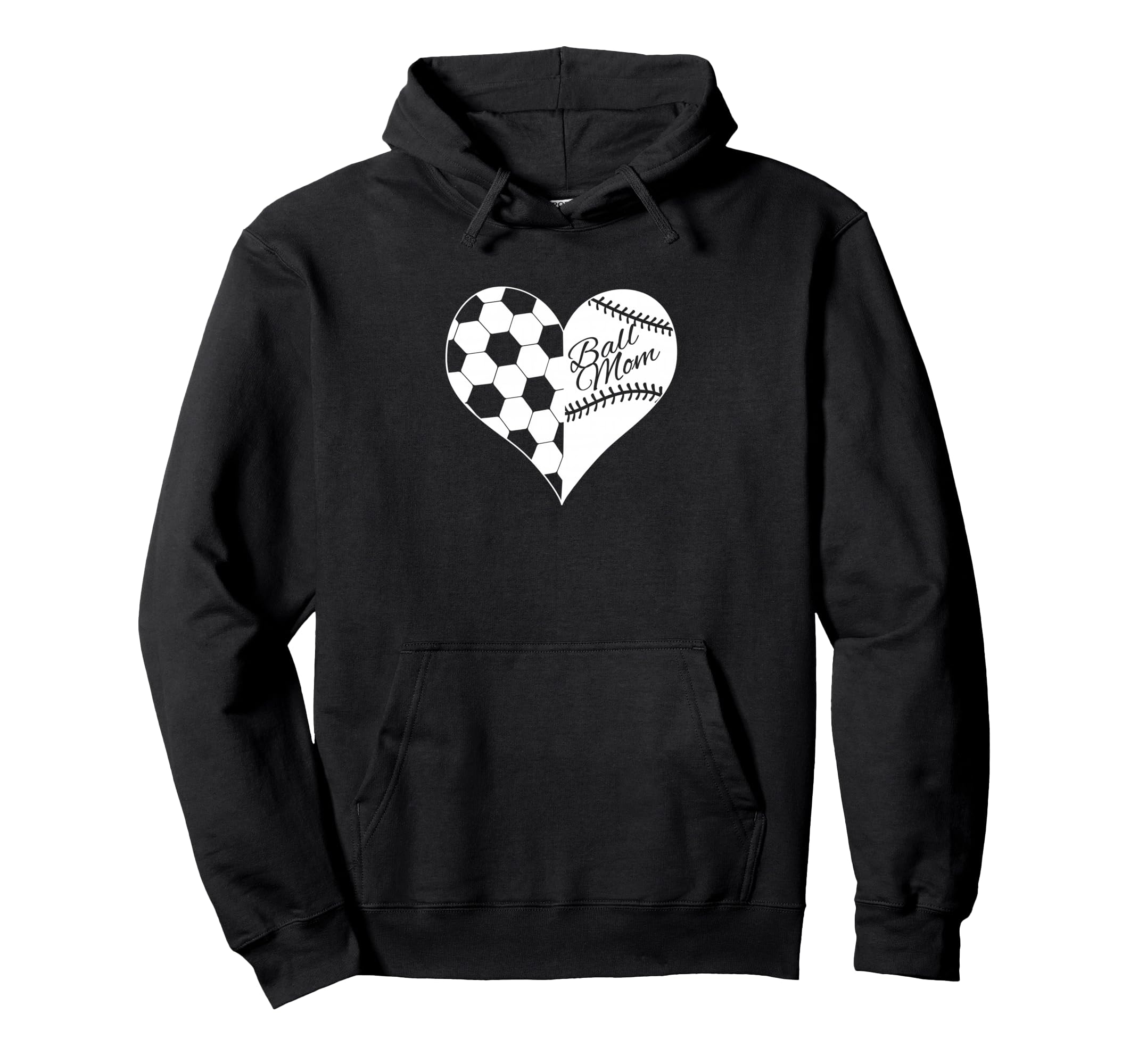Baseball Laces Soccer Ball Pattern Heart Hoodie - Graphic Print for Adults - T-Shirt, Sweatshirt, Hoodie