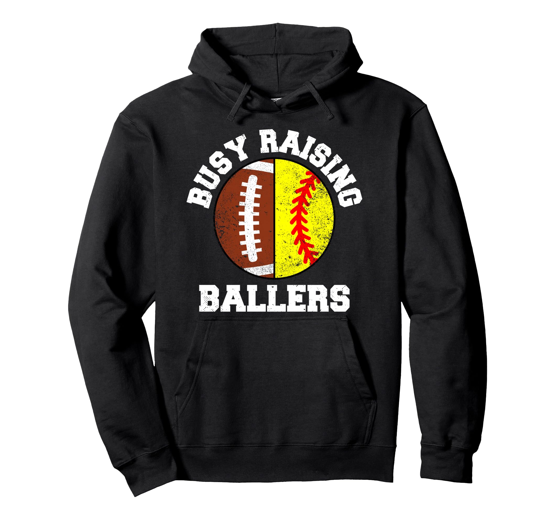 Busy Raising Ballers Funny Football Hoodie - Casual Everyday Wear Unisex - T-Shirt, Sweatshirt, Hoodie
