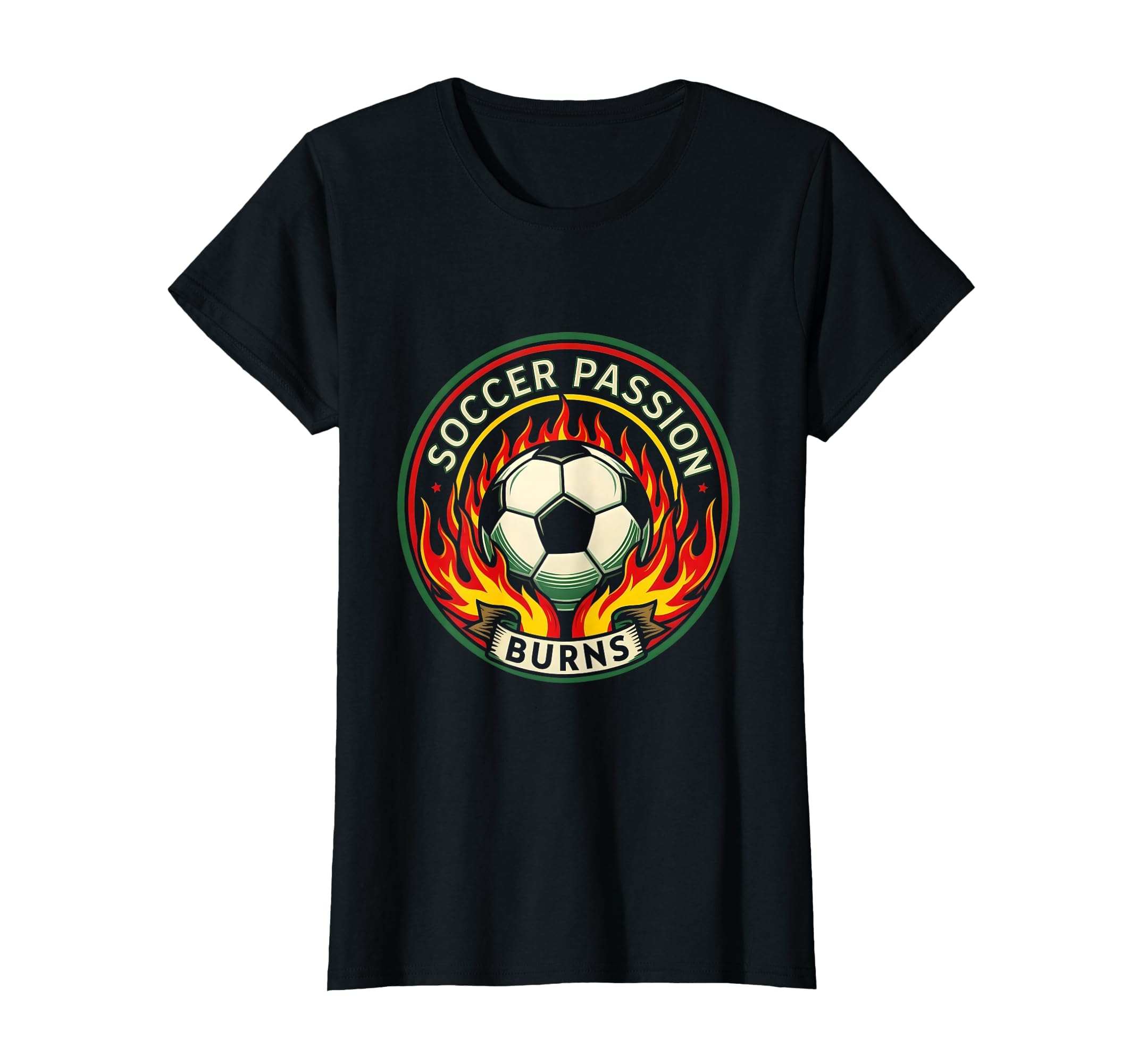 Soccer Passion Burns Fiery Soccer Ball T-Shirt - Custom Art Print Unisex - T-Shirt, Sweatshirt, Hoodie