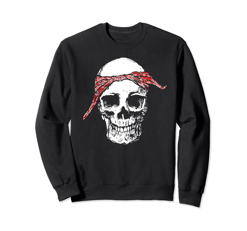 Hiphop Skull Red Do Rag Bandana Old Sweatshirt - Unique Graphic Men Women - T-Shirt, Sweatshirt, Hoodie