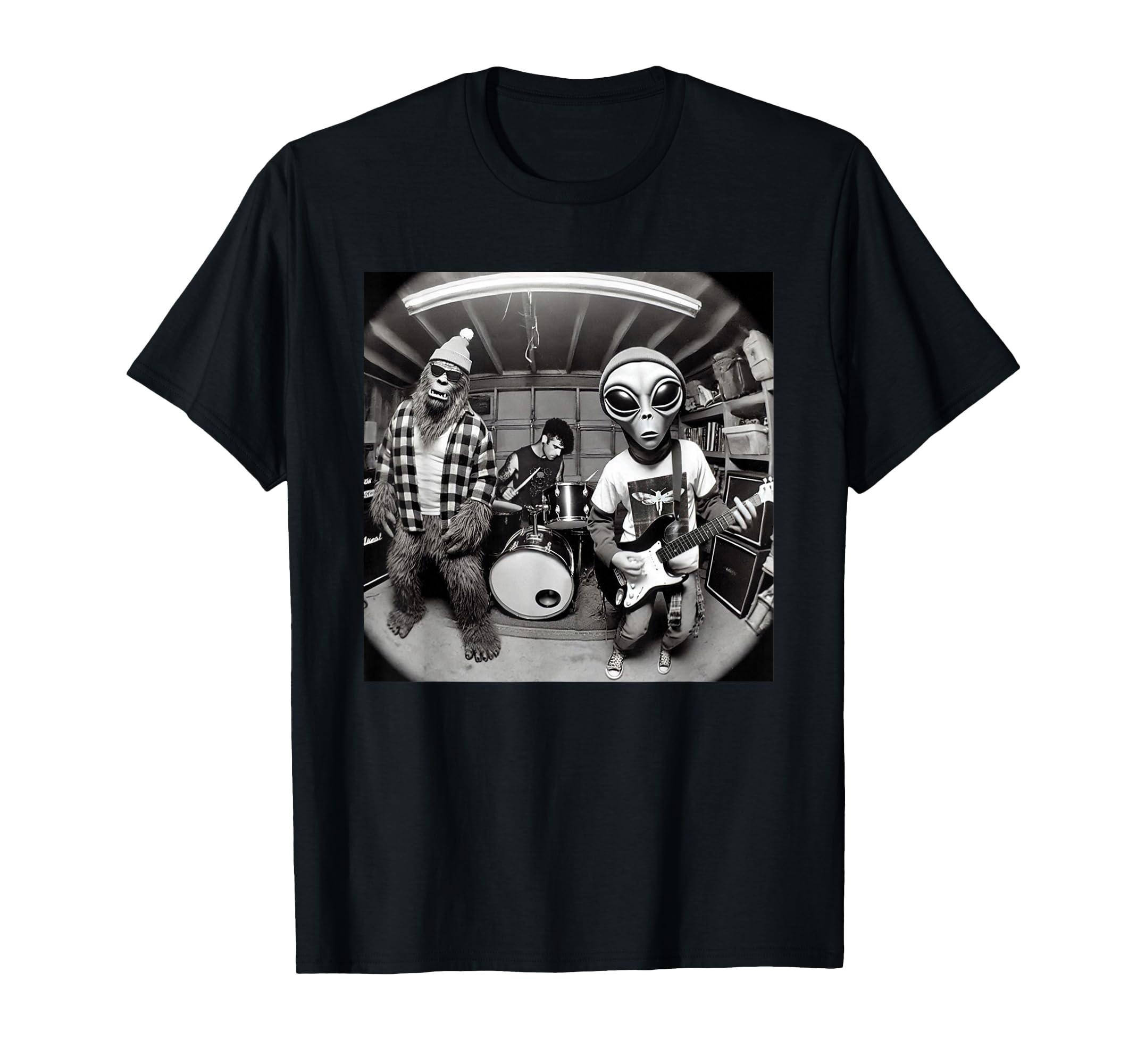 Garage Band Funny Bigfoot Alien 90S Grunge T-Shirt - Graphic Print Unisex - T-Shirt, Sweatshirt, Hoodie