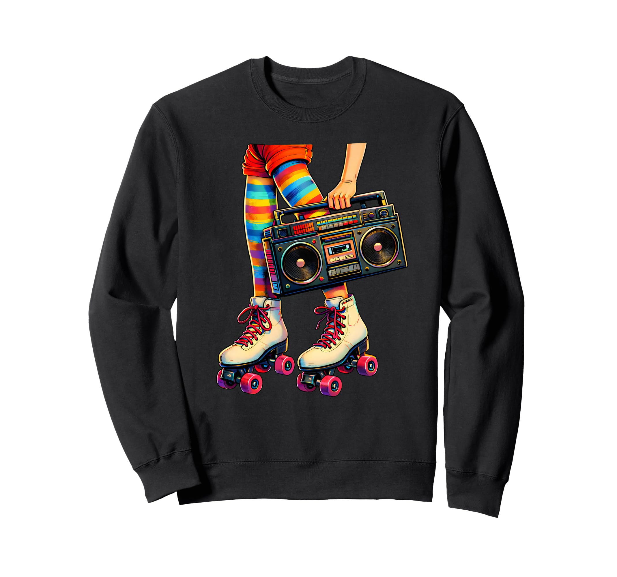 Roller Skates Old School Boombox Sweatshirt - Aesthetic Graphic Men Women - T-Shirt, Sweatshirt, Hoodie