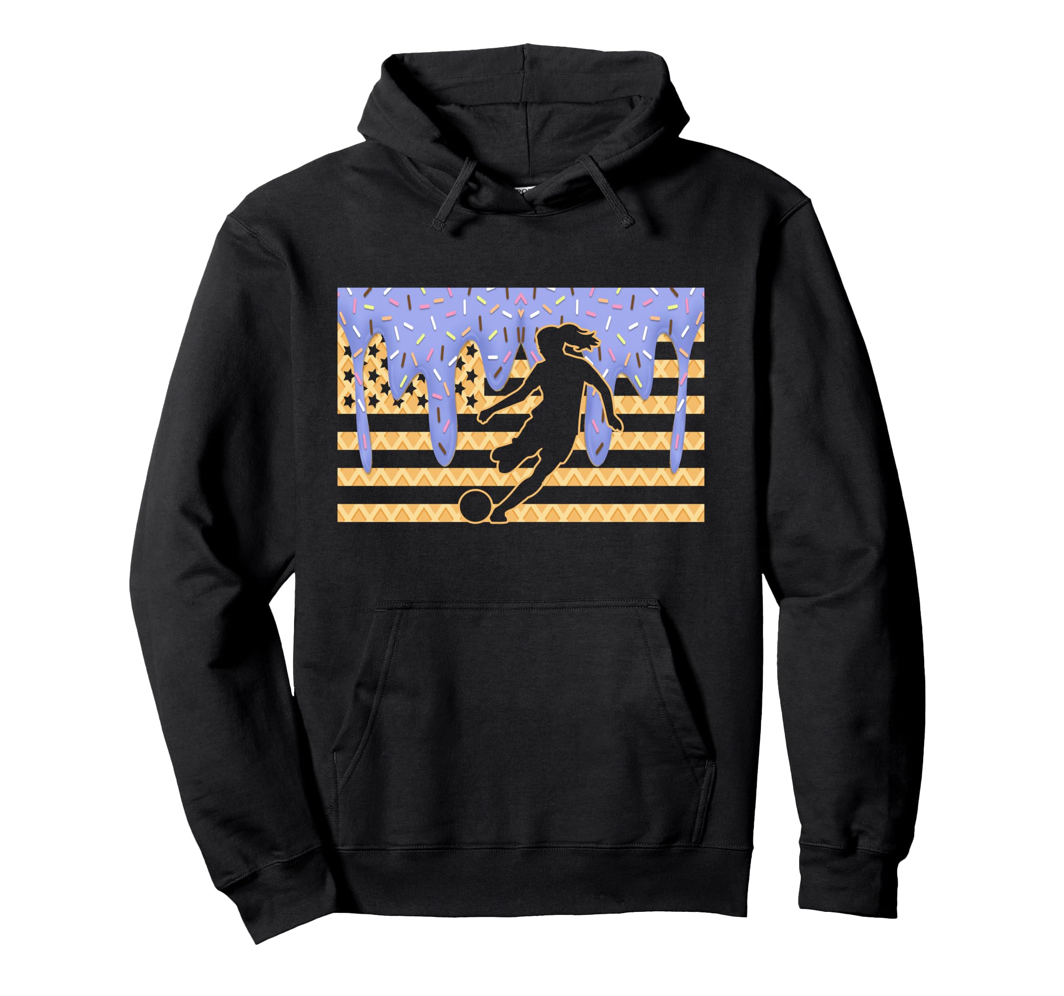 Soccer Drip Dripping Ice Cream Usa American Hoodie - Graphic Print Unisex - T-Shirt, Sweatshirt, Hoodie
