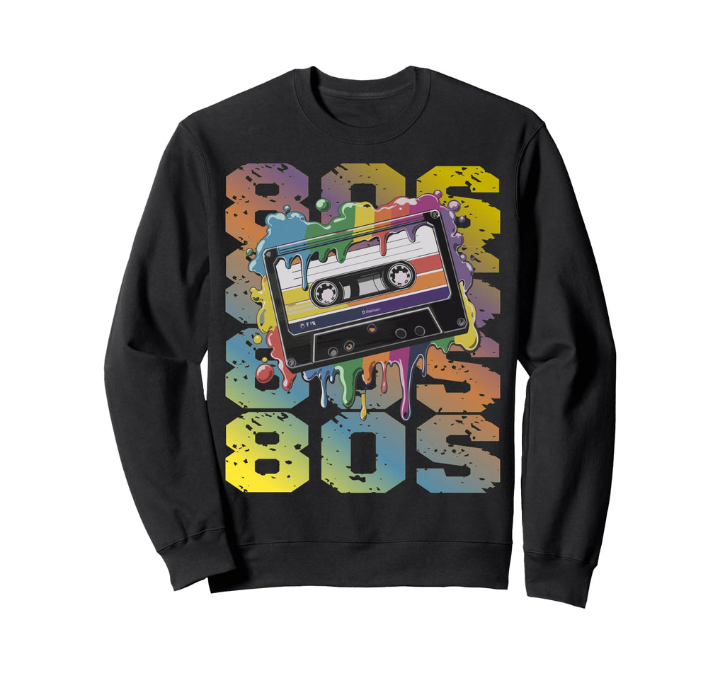80S Vibes Colorful Cassette Tape Sweatshirt - Unique Graphic for Adults - T-Shirt, Sweatshirt, Hoodie