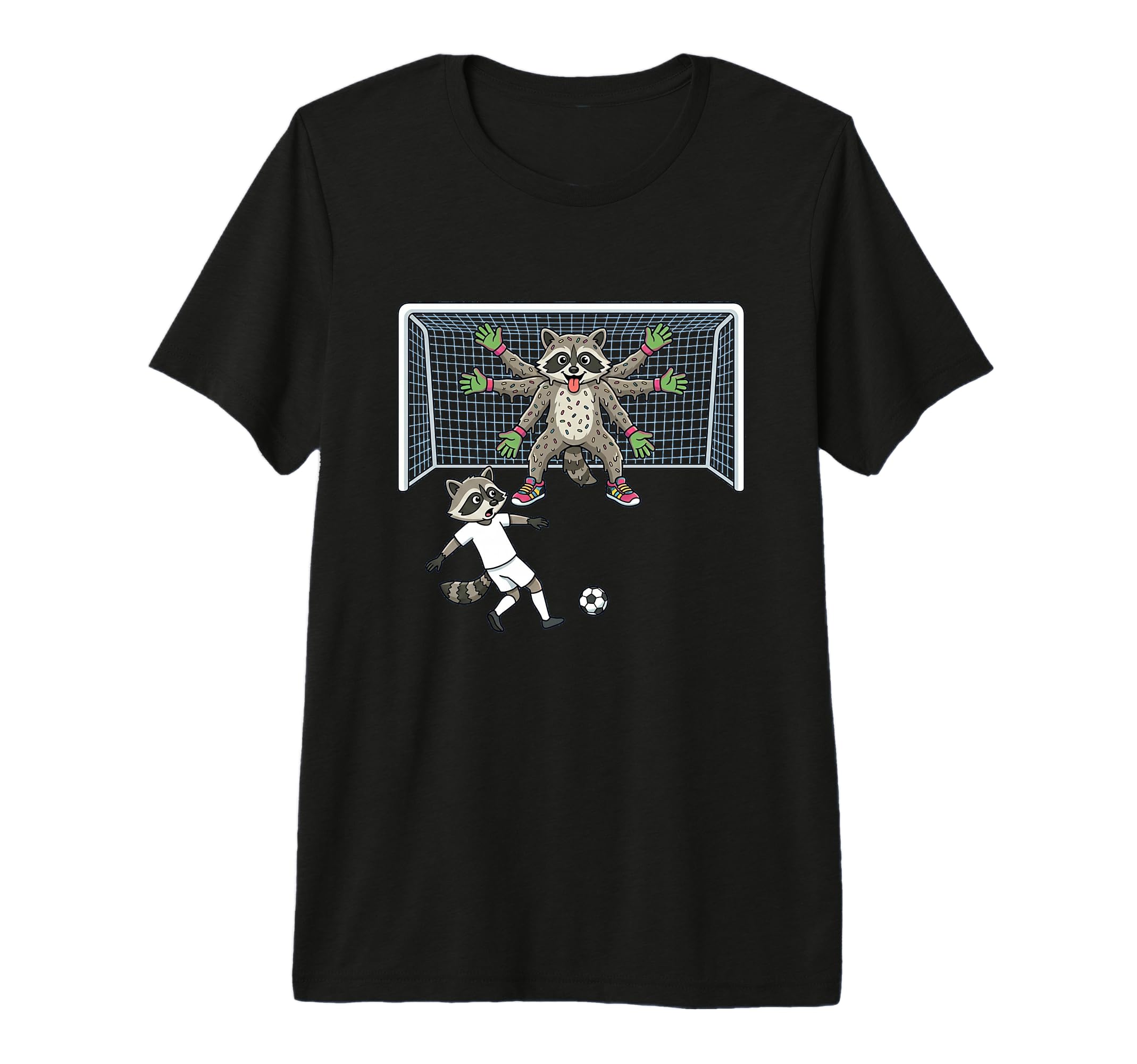 Goalie Raccoon Soccer Multi Arm T-Shirt - Fun Novelty Design for Adults - T-Shirt, Sweatshirt, Hoodie