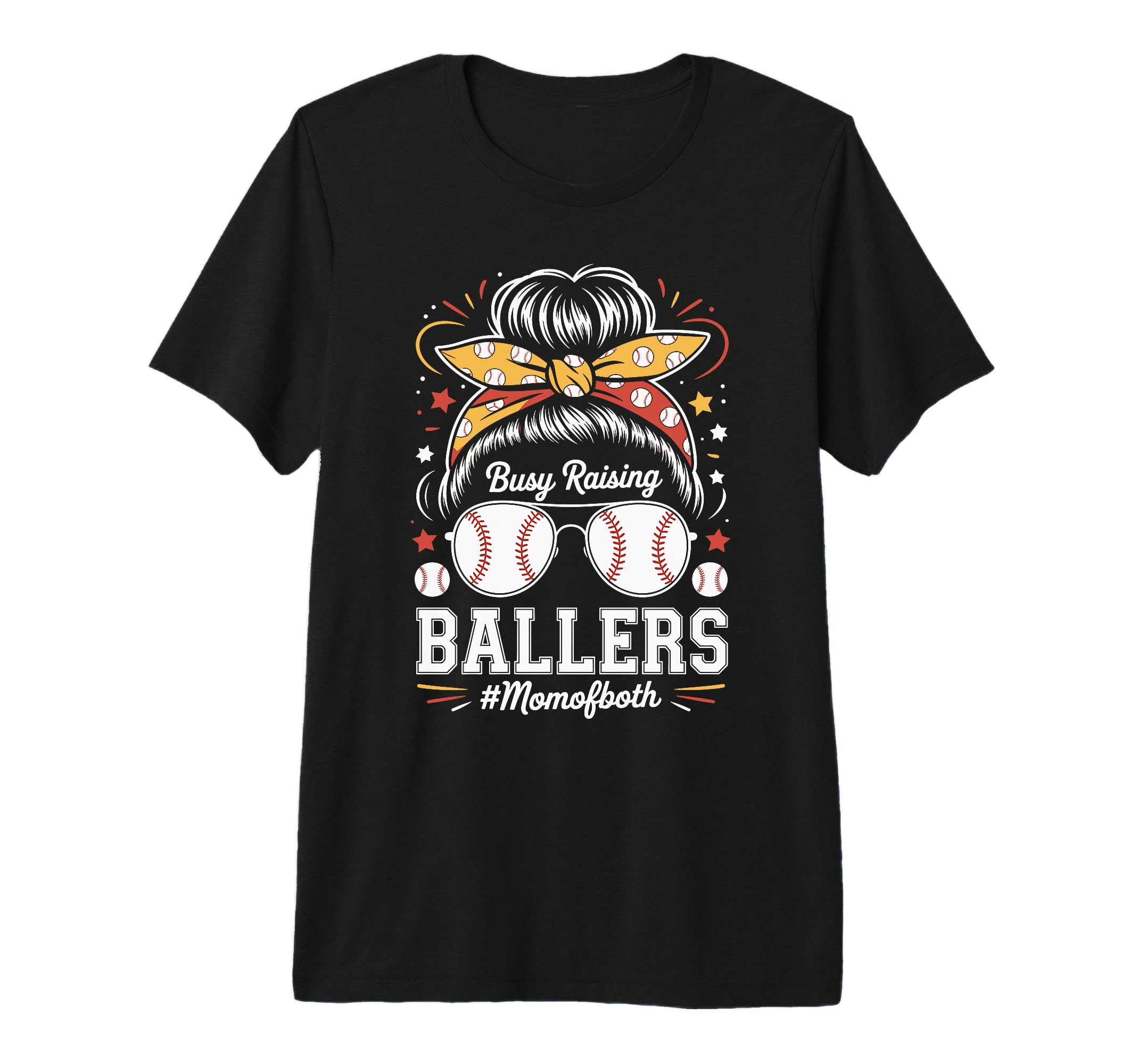Busy Raising Ballers Mom Both Baseball T-Shirt - Novelty Apparel Unisex - T-Shirt, Sweatshirt, Hoodie