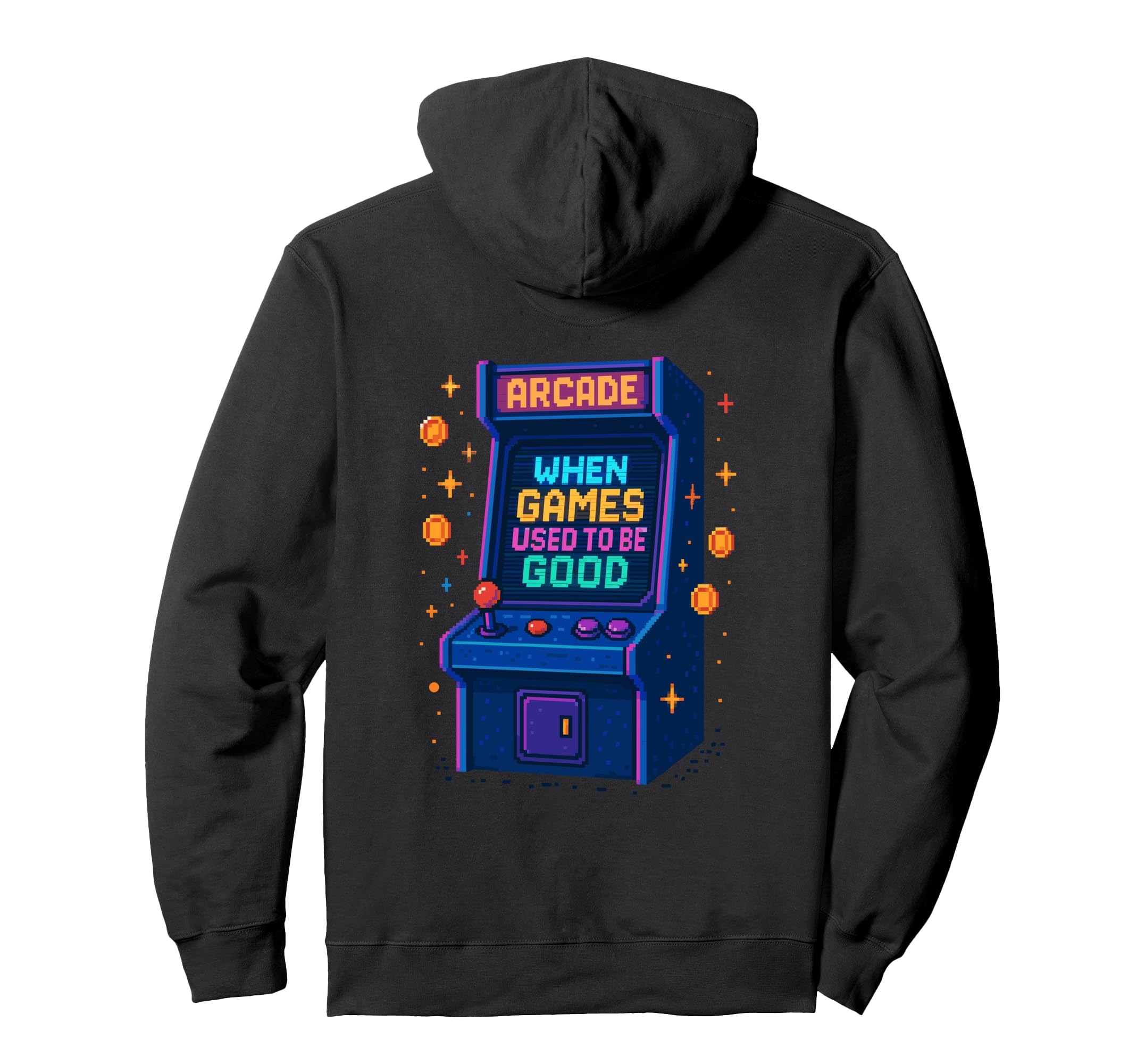 Arcade Machine Joystick Nostalgic Pixel Hoodie - Novelty Apparel Men Women - T-Shirt, Sweatshirt, Hoodie