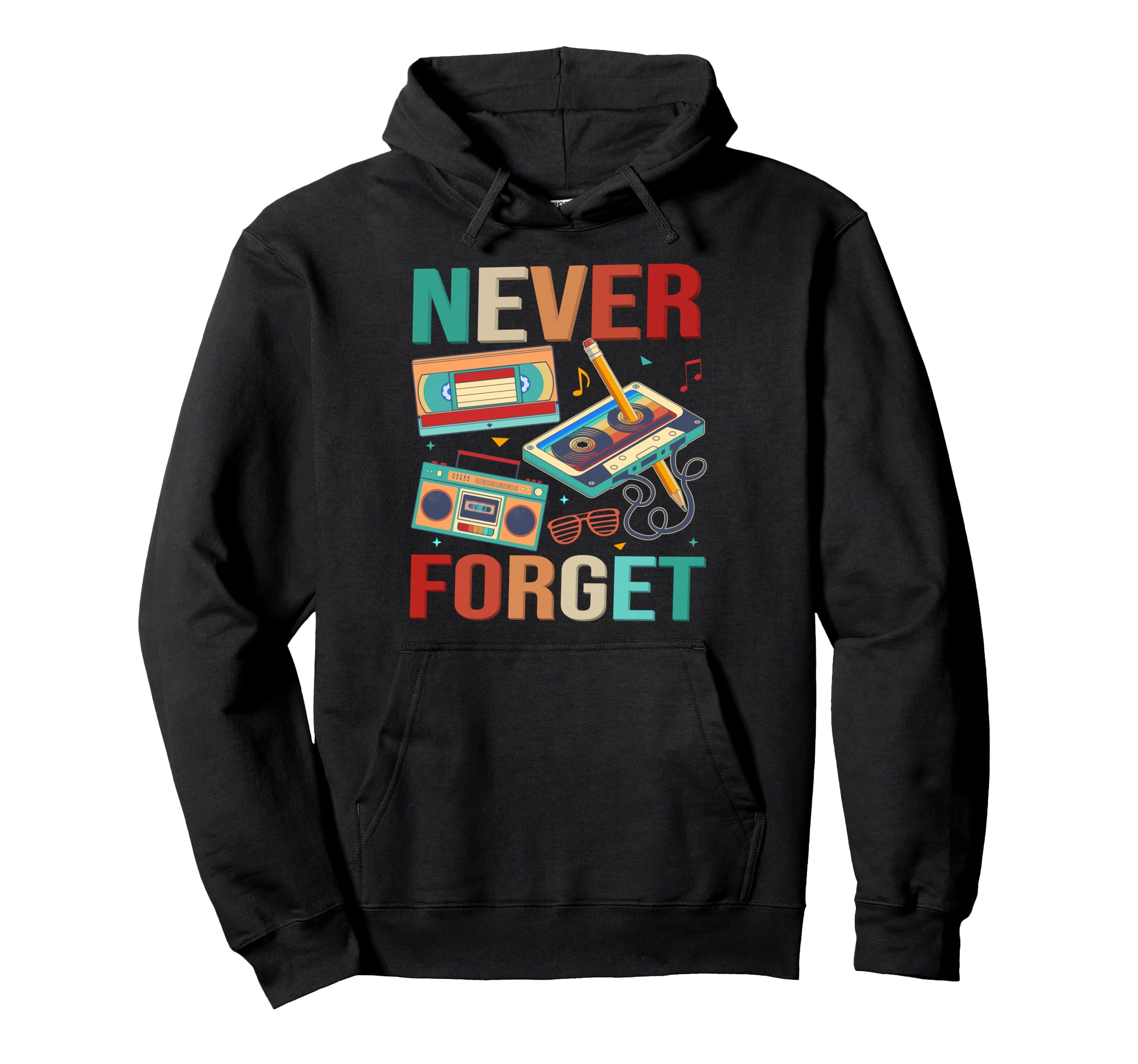 Never Forget 80S 90S Outfits Cassette Hoodie - Streetwear Style Unisex - T-Shirt, Sweatshirt, Hoodie