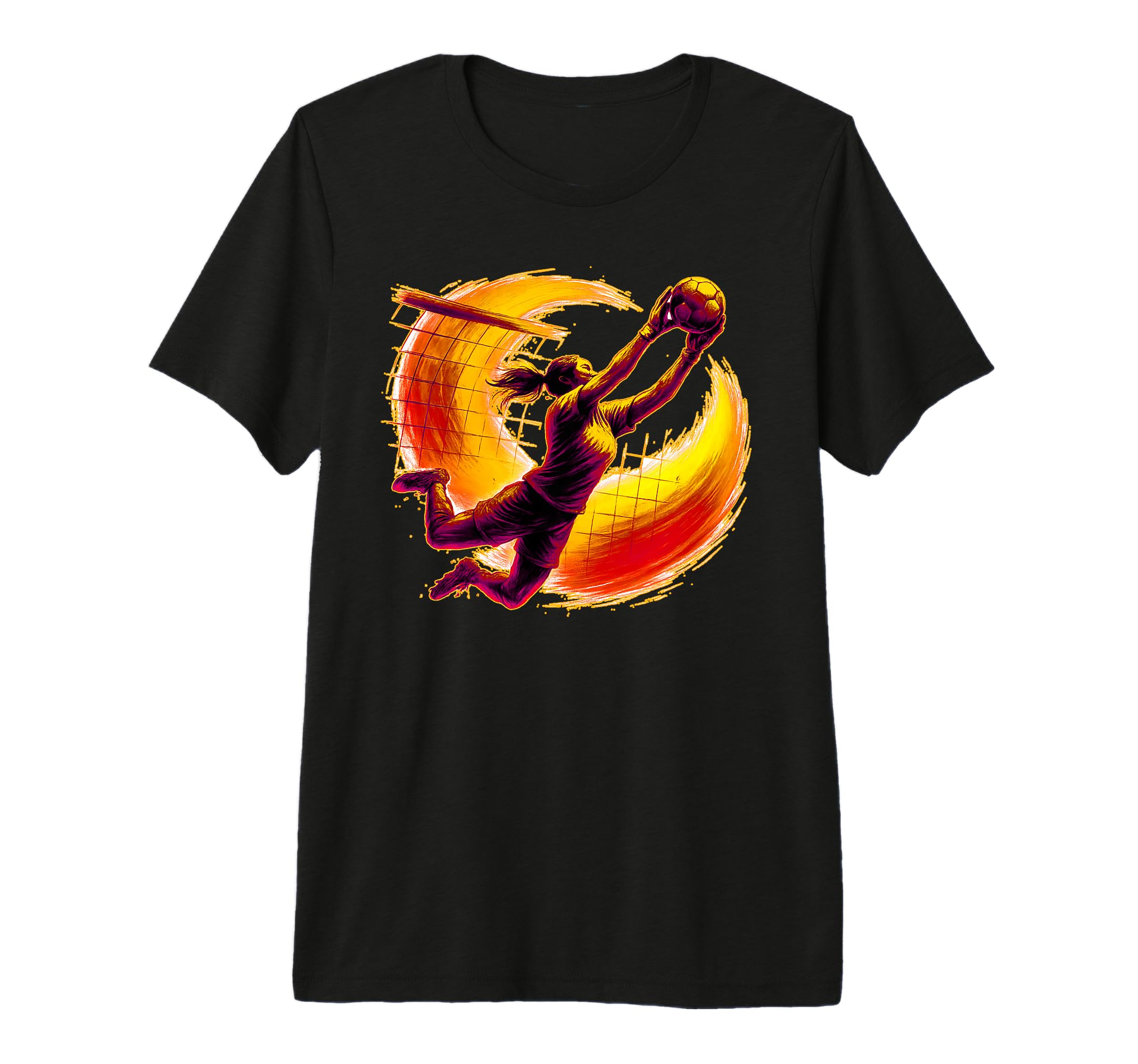 Womens Soccer Goalie Diving To Stop T-Shirt - Custom Art Print for Adults - T-Shirt, Sweatshirt, Hoodie