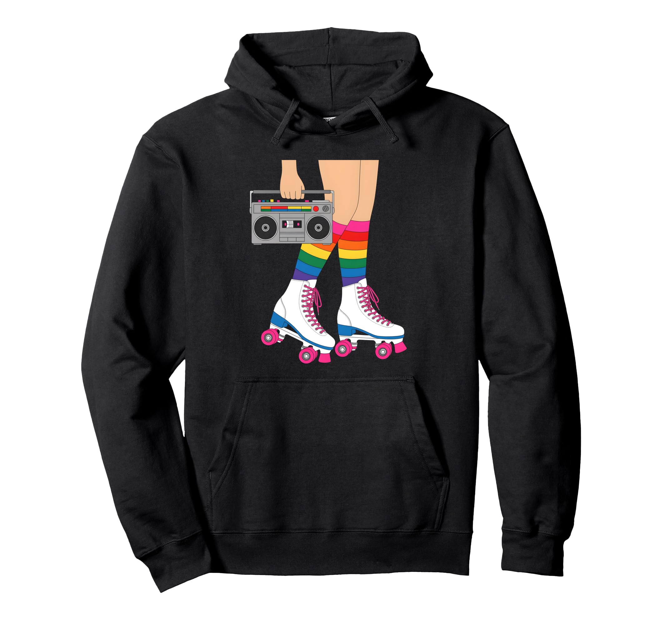 Skate Boombox Rainbow Socks Roller Skating Hoodie - Custom Art Print Unisex - T-Shirt, Sweatshirt, Hoodie