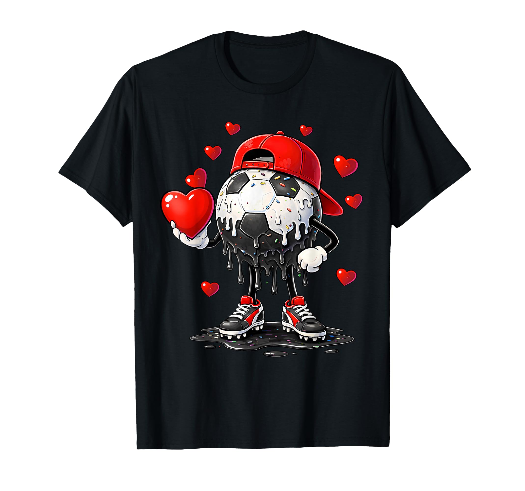 Valentine Soccer Heart Drip Sport T-Shirt - Streetwear Style for Adults - T-Shirt, Sweatshirt, Hoodie