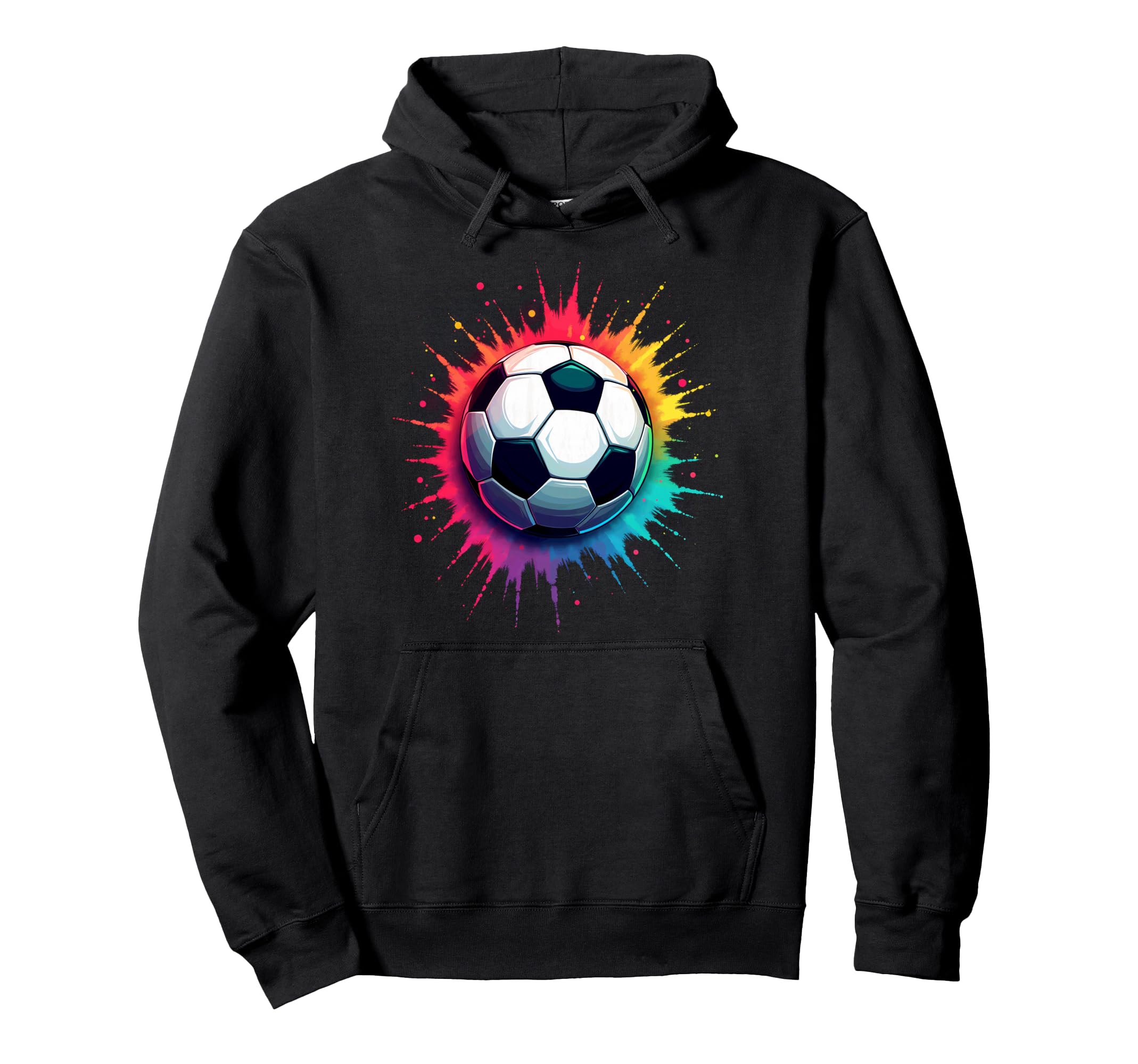 Colorful Tie Dye Soccer Ball Hoodie - Casual Everyday Wear Men Women - T-Shirt, Sweatshirt, Hoodie