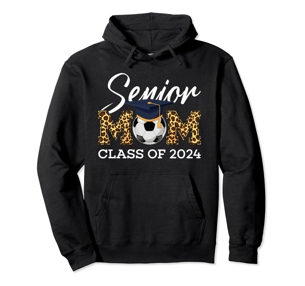 Senior Soccer Mom Class 2024 Leopard Hoodie - Minimalist Print for Adults - T-Shirt, Sweatshirt, Hoodie