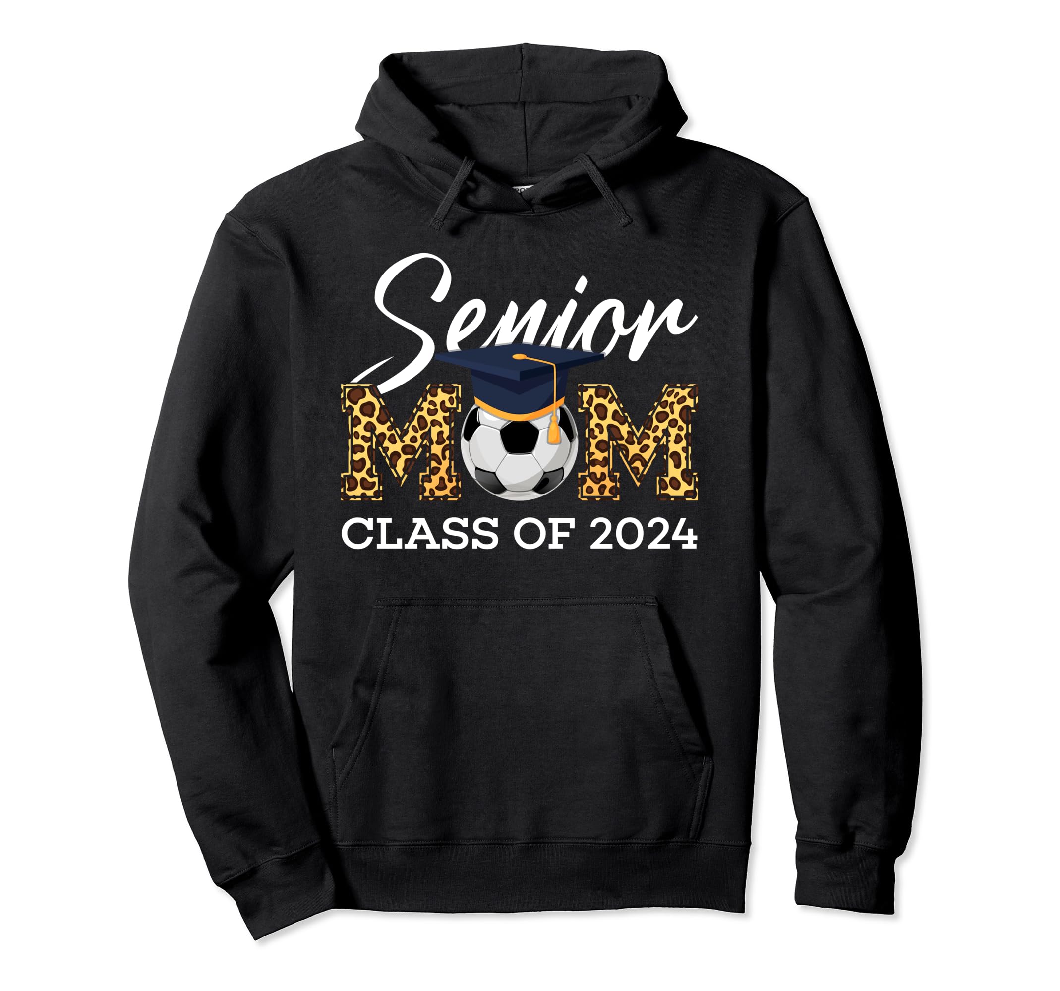 Senior Soccer Mom Class 2024 Leopard Hoodie - Minimalist Print for Adults - T-Shirt, Sweatshirt, Hoodie