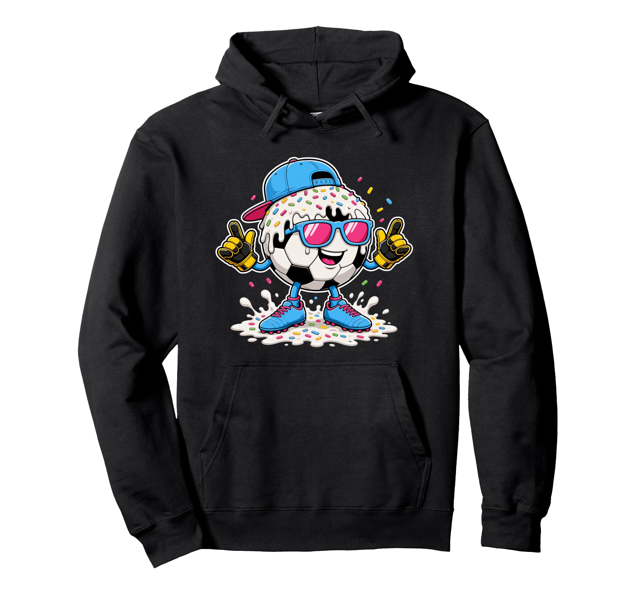 Soccer Ball Melting Ice Cream Drip Hoodie - Casual Everyday Wear Unisex - T-Shirt, Sweatshirt, Hoodie