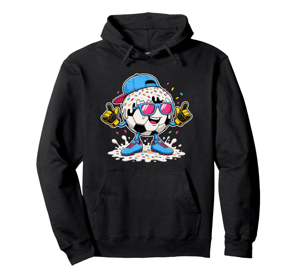 Soccer Ball Melting Ice Cream Drip Hoodie - Casual Everyday Wear Men Women - T-Shirt, Sweatshirt, Hoodie