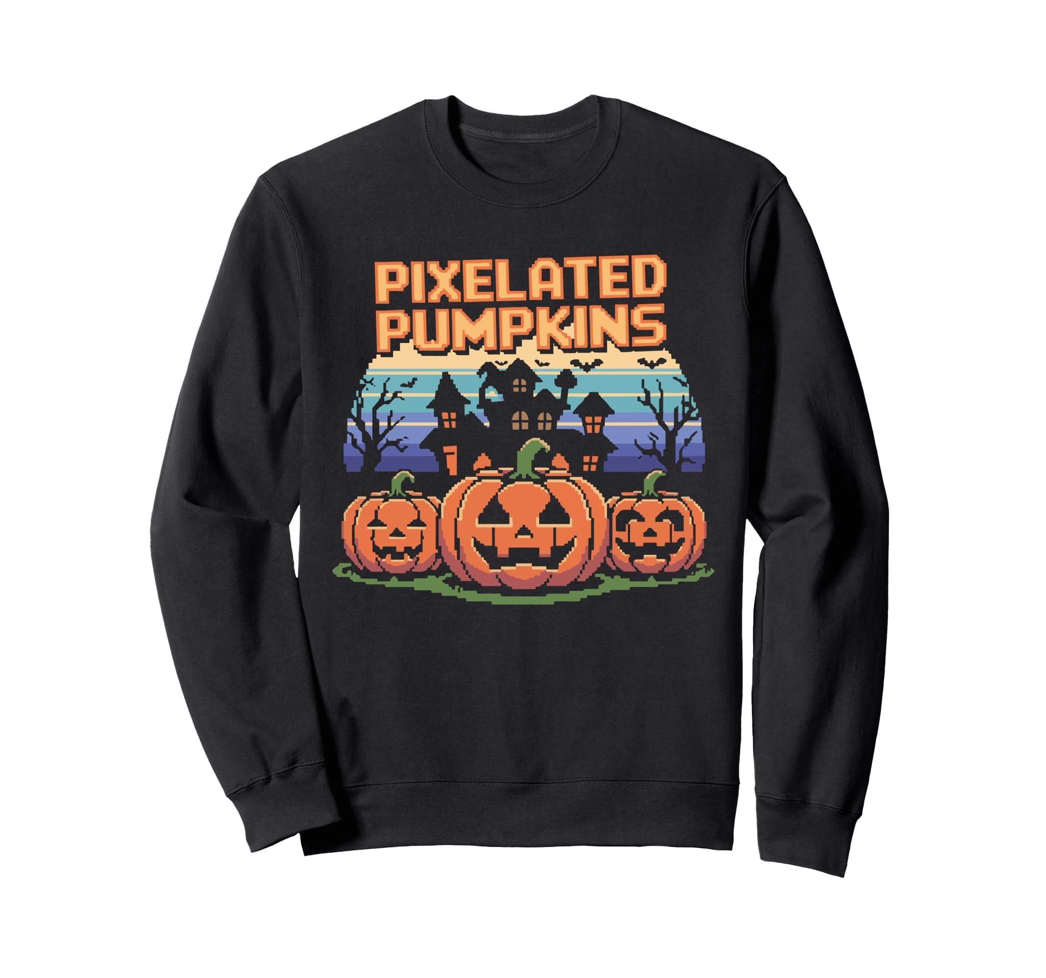 Pixelated Pumpkins Halloween Gaming Sweatshirt - Novelty Apparel Men Women - T-Shirt, Sweatshirt, Hoodie