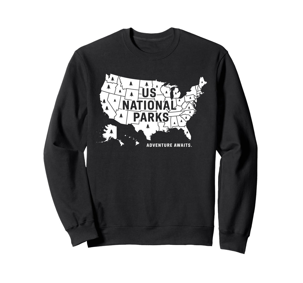U S National Parks Map Adventure Sweatshirt - Custom Art Print Unisex - T-Shirt, Sweatshirt, Hoodie