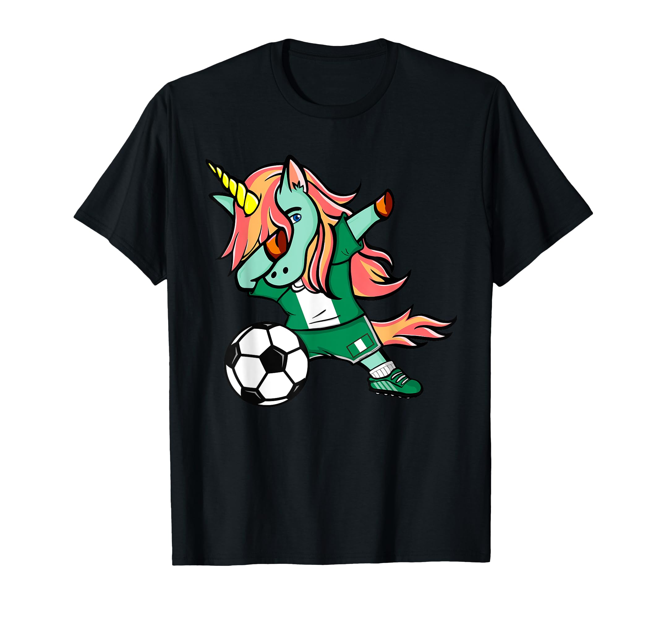 Dabbing Unicorn Nigeria Football T-Shirt - Graphic Print Men Women - T-Shirt, Sweatshirt, Hoodie